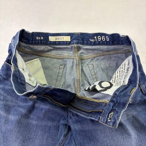 Gap 1969 Distressed Dark Wash Bootcut Jean Men's Size 30x29 - Picture 5 of 12